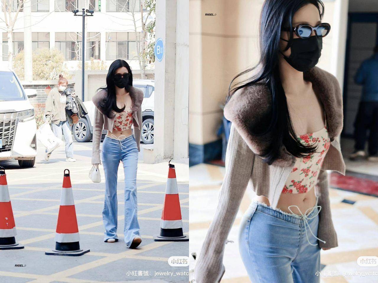 “小兰花”虞书欣不肿了！Y2K低腰牛仔辣露A4纤腰　瘦到无赘肉超夸张 名人名流 图3张