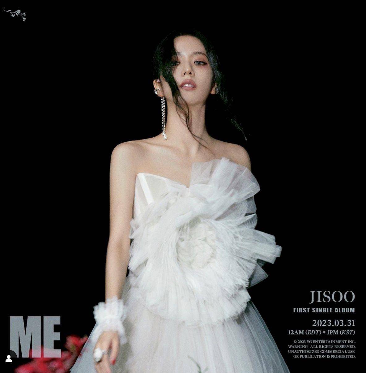 Jisoo全新Solo造型果然颜值天花板！“白天鹅”花卉纱裙仙又辣 名人名流 图2张