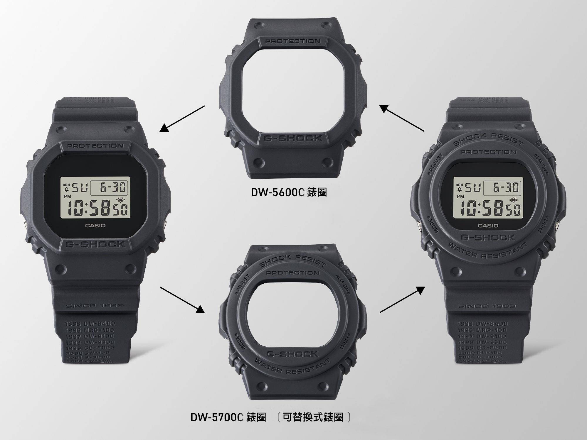 G-SHOCK代表作型号跃上纪念表带　经典方表送圆表圈玩“变脸” 最新资讯 图2张