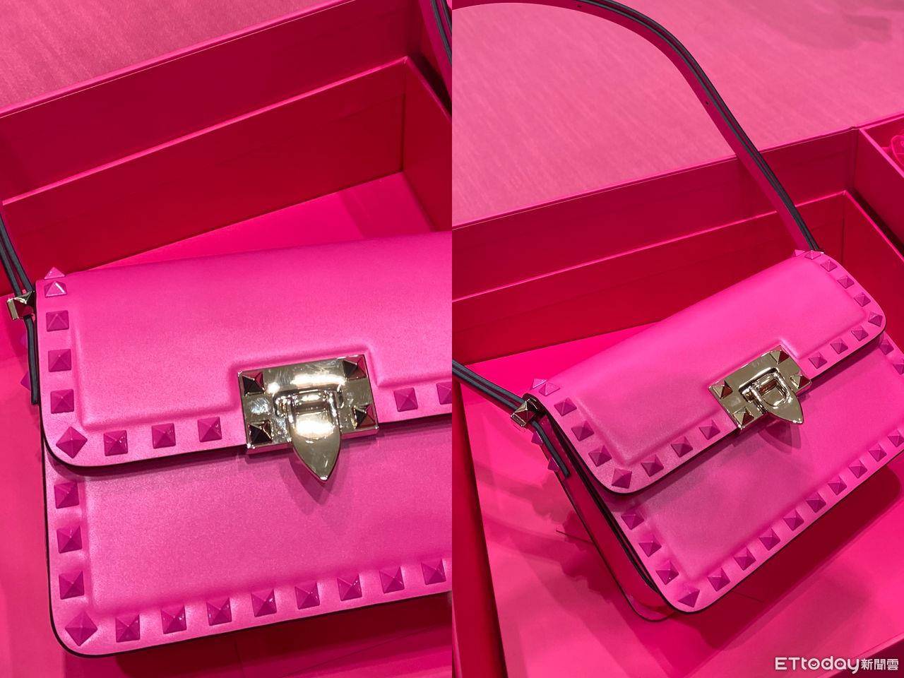 包・开箱／“Valentino粉”Rockstud23手袋登场！铆钉遇上芭比粉的摇滚恋曲 时尚穿搭 图5张