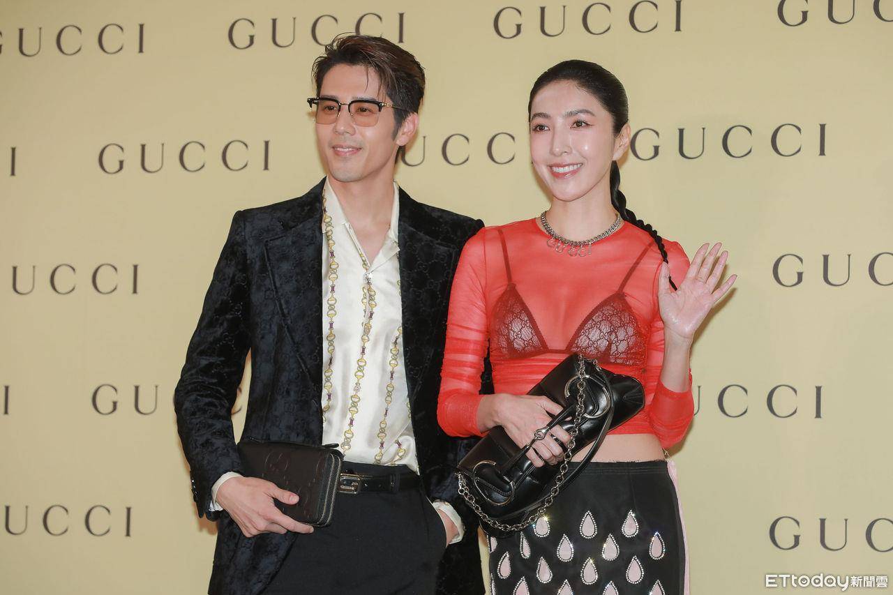 坤达、Ella穿“情侣装”站台GUCCI忆当年　杨谨华红纱透视装辣翻全场 名人名流 图4张