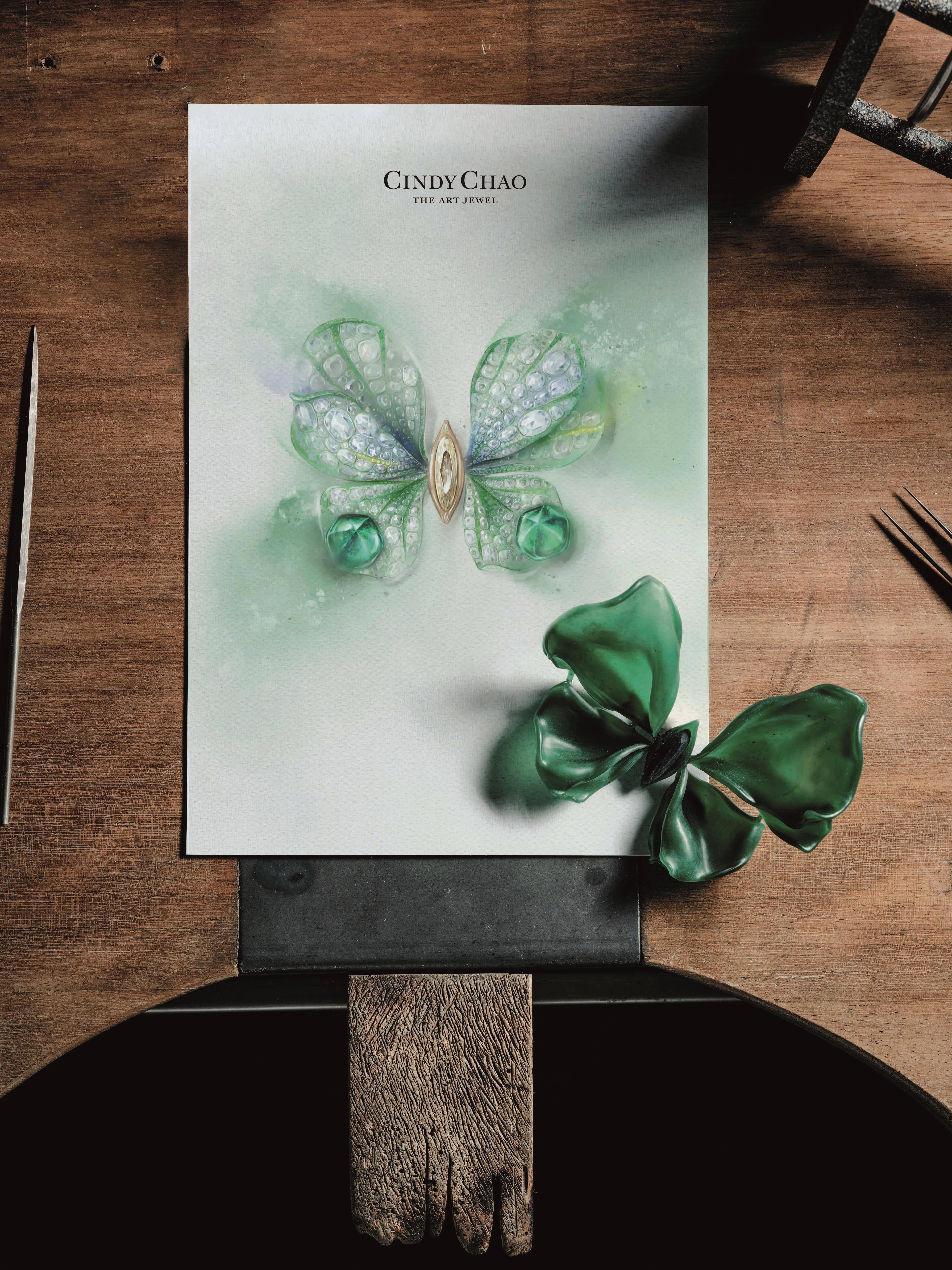 亮・珠宝／CINDY CHAO蝴蝶胸针为爱而生　牛角勾蝶身闪耀珍罕棕钻 奢侈品牌 图2张