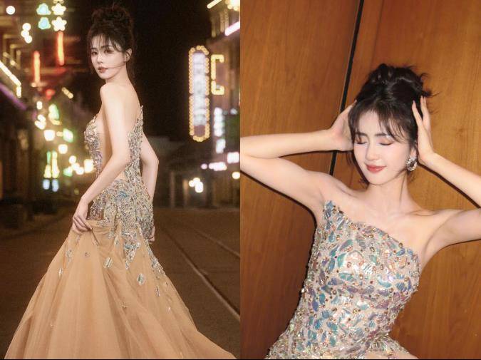 杨幂超仙羽毛礼服网赞“美得太过份”　刘诗诗自带气质化身茉莉公主 名人名流 图3张