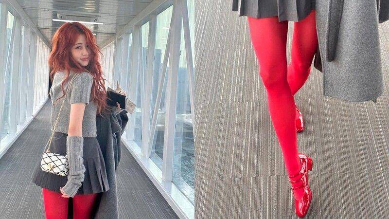 红色裤袜风潮崛起！Jennie、许允真超美示范　2种穿法不翻车 最新资讯 图4张
