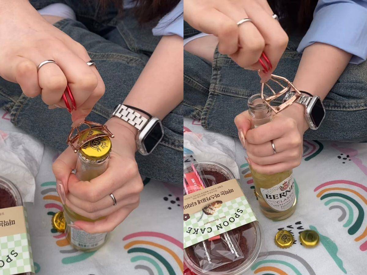 超狂！韩女拿睫毛夹开酒瓶爆红　网友：根本生活智慧王 最新资讯 图1张