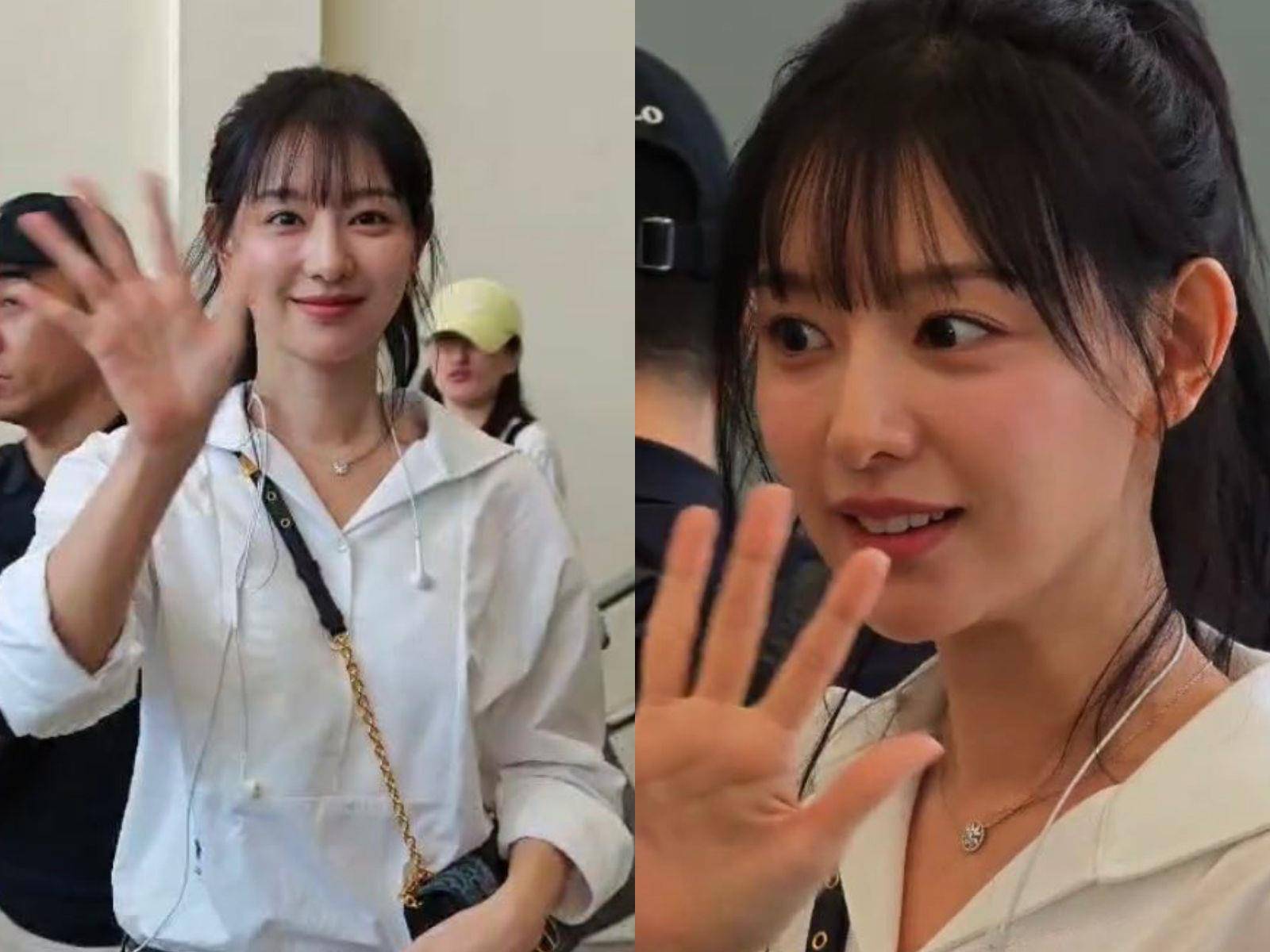 金智媛离台绑起马尾甜翻！搭10万元Dior丹宁包　超清秀机场造型曝光 名人名流 图1张