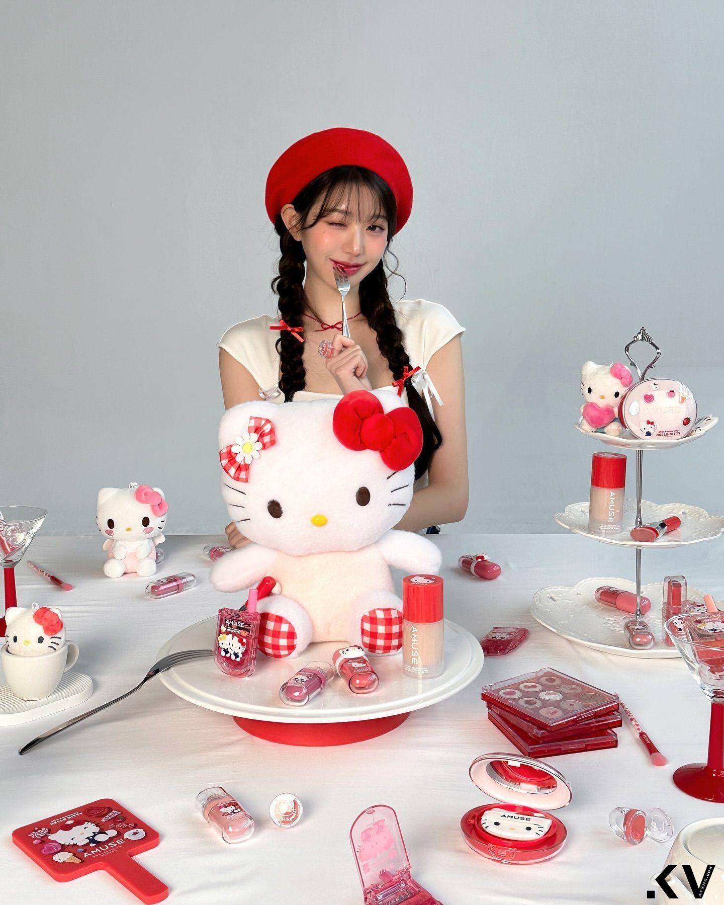 IVE张员瑛眨眼和Hello Kitty齐卖萌　逆天长腿太吸睛 最新资讯 图1张