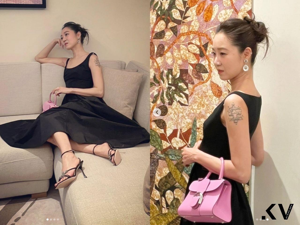 孔晓振黑洋装搭粉紫包松弛感拉满！时尚气质网友狂赞零负评 名人名流 图1张
