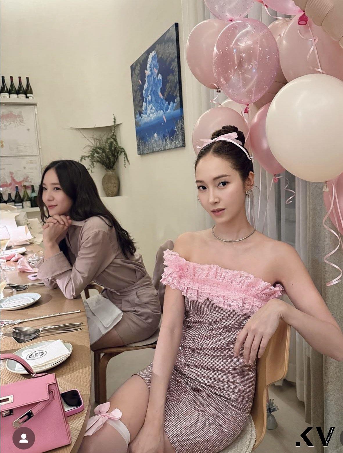 韩星洁西卡办粉红派对庆生　爱马仕甜美凯莉包抢镜 时尚穿搭 图3张